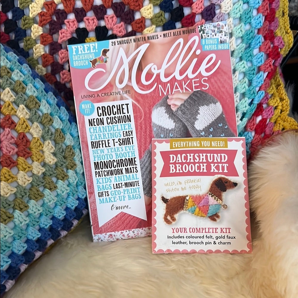 Crochet Magazine and Dachshund Brooch Kit
